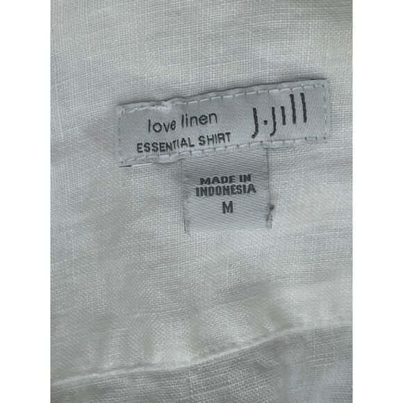 J. Jill Love Linen Essential Women's Shirt Button Up Long Sleeve Beach M White - Picture 8 of 9